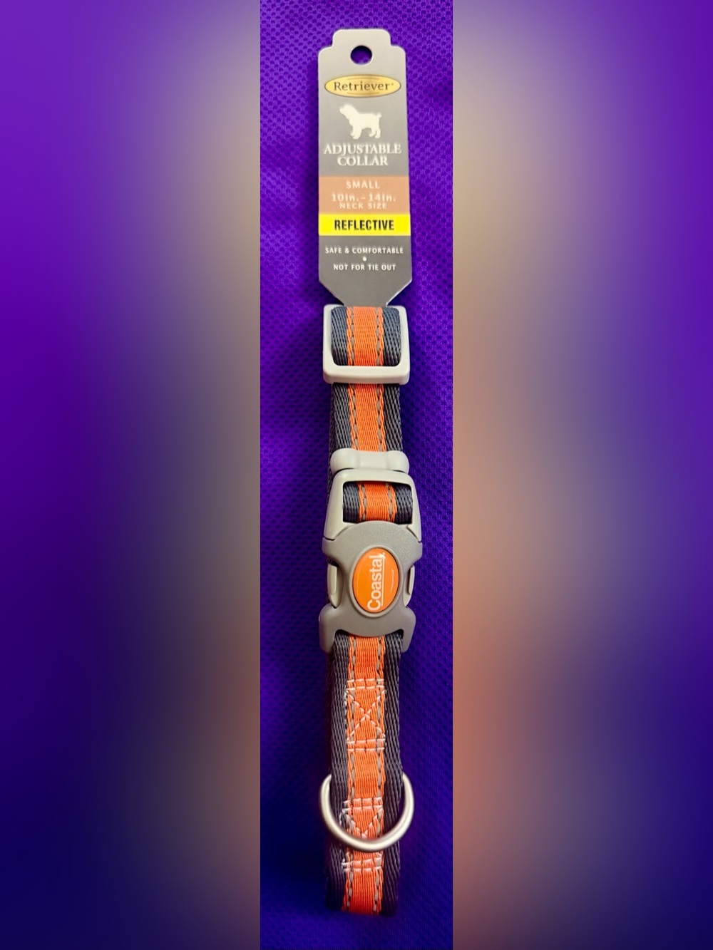 🐕 Coastal Reflective Adjustable Dog Collar — Orange and Gray